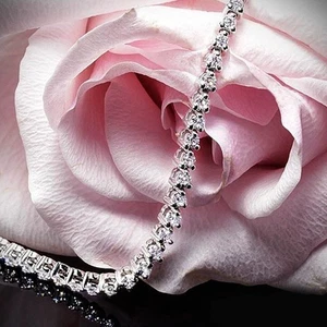 3-Krappen Set Tennis Armband rund simulieren Diamant Solitär 14k Weißgold über - Bild 1 von 5