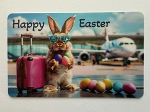 Geschenkkarte Ringeltaube Lufthansa Happy Easter, bunte Ostereier leere Karte - Bild 1 von 1
