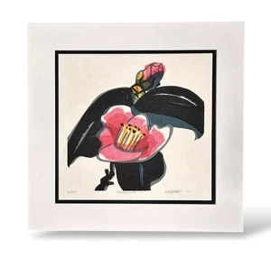 Clifton Karhu woodblock Camellia 1977 - Picture 1 of 6