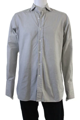 Camisa de vestir Polo Ralph Lauren para hombre con botones gris a cuadros de algodón talla 15 Foto 1 de 4