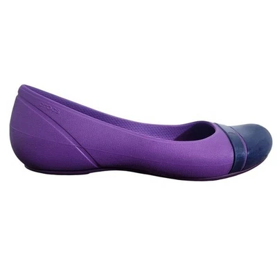 Фиолетовые и синие балетки Crocs размер 7 Crocs фиолетовые туфли на плоской подошве - Изображение 1 из 4