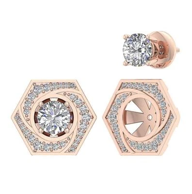 Removable Jacket Studs Earrings VS F 2.10 Ct Lab Grown Round Diamond 14K Gold - Image 1 of 4