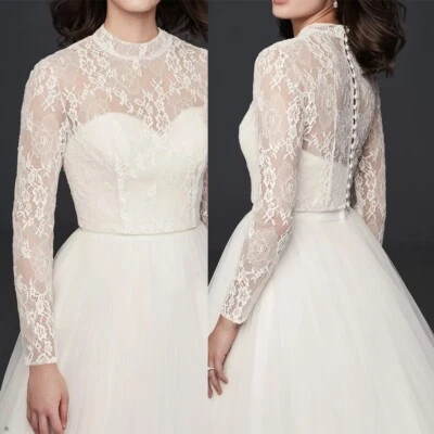 Chaqueta de Encaje Boda Blanco Apliques Mangas Largas Novia Top Accesorios Sin Vestidos Foto 1 de 4