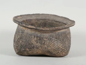 Chinese Neolithic Black Pottery Tripod Cooking Vessel Li-ting 1st Millennium BC - Picture 1 of 9