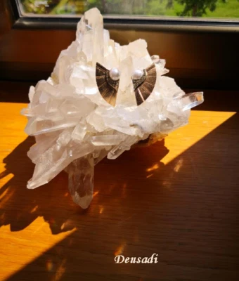 Ohrringe Vintage Design Der Park Lane IN Forma Fächer Mit Perle Und Kristall - Bild 1 von 4