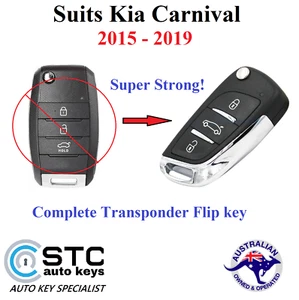 SUITS KIA CARNIVAL 2015 2016 2017 2018 2019 COMPLETE REMOTE TRANSPONDER FLIP KEY - Picture 1 of 12