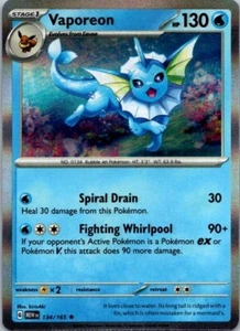Vaporeon 134/165 Pokemon 151 Holo Rare NM - Picture 1 of 2
