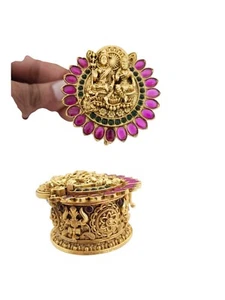 Indio Bollywood Regalo de Boda Sindoor Dabbi Kumkum Caja Pooja Regalo Joyería - Imagen 1 de 3
