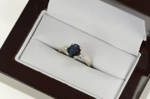 14K 1.35 Ctw Natural Sapphire Diamond Engagement Ring White Gold *96 - Picture 1 of 6