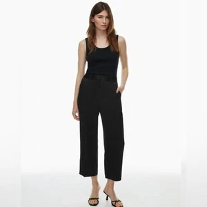 Aritzia Wilfred schwarz Cropped Satin Hose Pants Größe 6 minimalistisch Abend - Bild 1 von 12