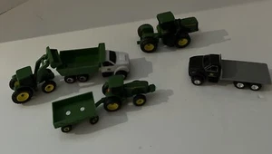 Lot Of 6 Farm Die Cast / Plastic ERTL John Deere  Tractors  And Trucks See Pic - Picture 1 of 4