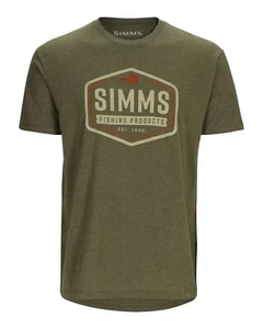 SIMMS MENS MEDIUM Fly Patch Short Sleeve Graphic T-Shirt -Military Heather Green - Picture 1 of 5
