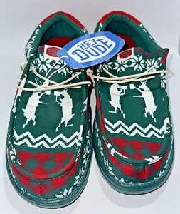 SCARPE HEY DUDE WALLY HOLIDAY CHEERS FODERATE VERDI NUOVE CON SCATOLA DA UOMO TAGLIA 12 NATALE - Foto 1 di 9