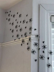 210 Pcs Halloween Spider Decorations Indoor, 4 Sizes 3D Plastic Spider Sticke... - Picture 1 of 7