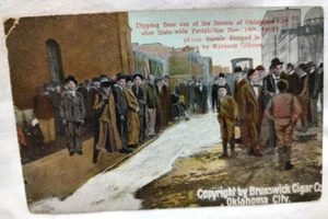 1907 Oklahoma City Oklahoma Brunswick Cigar Co. Dipping Beer out of Street PC - Picture 1 of 2
