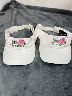 2 Pcs White Seniorita Women’s Outdoors Visor Tennis  Sport-Tek Adjustable - Image 1 of 4