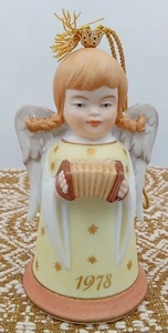 Vintage Kaiser Angel Bell with Accordion W Germany 1978 Signed 4 1/8" T - Picture 1 of 6