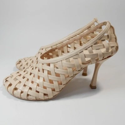 Zapatos de tacón Jeffrey Campbell encajaulados talla 7,5 beige celosía enjaulada NUEVOS $195 Foto 1 de 4