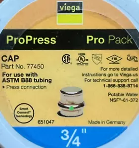 Viega ProPress 3/4" Presse Kupfer Kappe Fitting PRO PACK 10er Pack NEU VERSIEGELTER BEHÄLTER - Bild 1 von 9