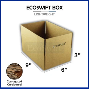 1-Box 9x6x3 EcoSwift Cardboard Packing Moving Shipping Box Corrugated Carton - Picture 1 of 5