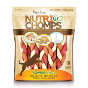 NutriChomps Dog Chews, 6-in Braids Easy To Digest Peanut Butter and Milk Flavors - Picture 1 of 6