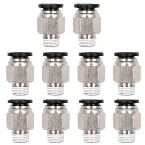 10x Male Straight OD 1/2" Tube x 1/4" NPT Thread Push In To Connect Air Fitting - Picture 1 of 7