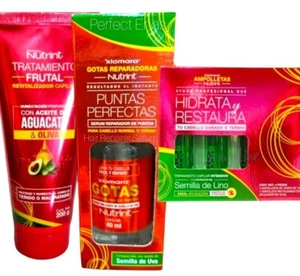 Xiomara Nutrint Kit Hidrata y Restaura Cabello Dañado puntas perfectas Uva(3pck) - Picture 1 of 4
