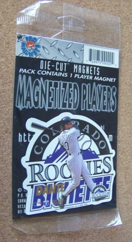1996 Colorado Rockies die-cut Dante Bichette magnet flat 3.5" wide Cover