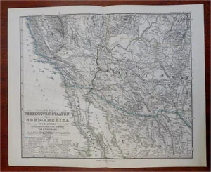 Southwestern U.S. California Arizona Baja Peninsula 1875 Petermann detailed map - Picture 1 of 5