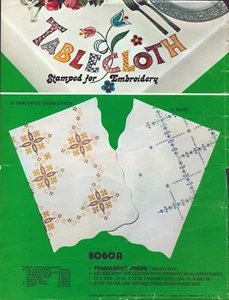 Vogart Tablecloth Stamped for Embroidery Daisy Pattern Approx. 50 x 68" 8060A - Picture 1 of 6