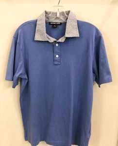 Michael Kors Mens Blue Short Sleeve Button Shirt 100% cotton Size M Excellent - Picture 1 of 3