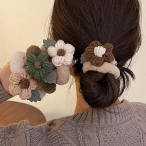 Women Knitted Flowers Plush Hair Tie Elastic Hair Accessory Hair Ring Scrunchie∂ - Picture 1 of 31