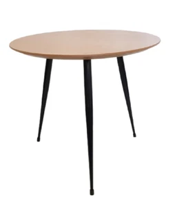 Solid Wood Side Table Coffee Lamp Bedside Table Round Metal Legs Furinature - Picture 1 of 8
