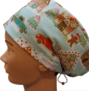 Nurses Christmas, cotton long hair scrub cap, doctor, scrub hat. Handmade Aust - Picture 1 of 17