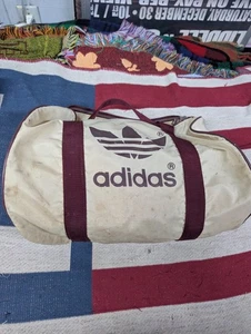 Bolso de Gimnasio de Colección Años 70 80 Adidas Bronceado Borgoña Nylon Pequeño Fútbol  - Imagen 1 de 9