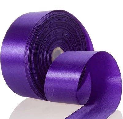 Cinta de satén púrpura de 50 yardas 1 1/2 pulgada, poliéster de una sola cara artesanía de color liso Foto 1 de 4