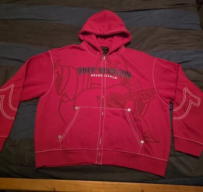 $159... Sudadera con capucha True Religion ceñida grande talla 3XL polar con cremallera. Foto 1 de 4