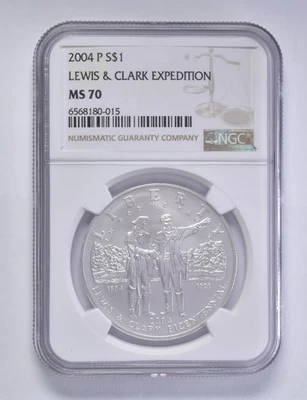 MS70 2004-P Commemorative Silver $1 Lewis and Clark NGC Brown Lbl *5509 - Image 1 of 4