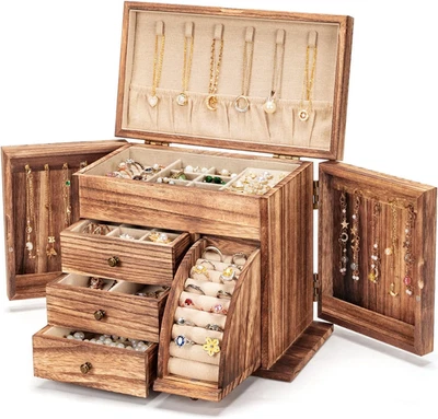 珠宝盒收纳盒,实木首饰盒女士存放和展示  — 第 1/4 张图片