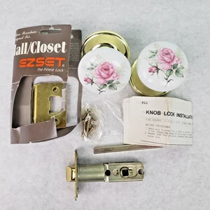 Wall/Closet Deluxe Porcelain White Door Knobs Roses 2.5" - Picture 1 of 5