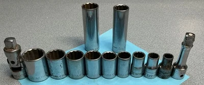 Craftsman =V= 13 Pc 1/2" Drive 12PT Shallow Socket Set USA 7/16”-1” Plus - Image 1 of 4