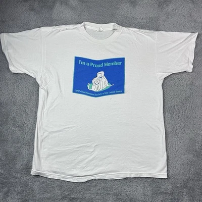 Vintage 90s Humane Society Member Shirt XL USA Animal Graphic Dog Cat Cartoon - Image 1 of 4