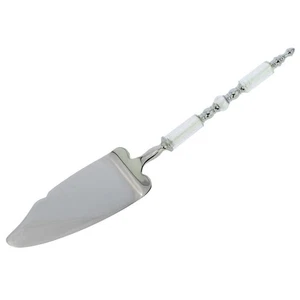 GlassOfVenice Italian Murano Glass Wedding Cake Server - Silver White - Picture 1 of 5