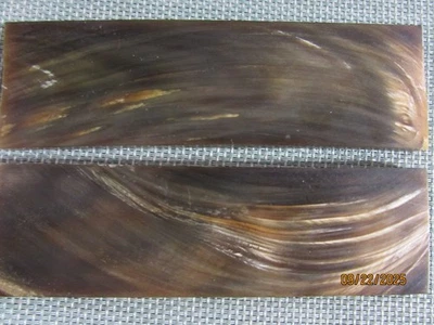 Dos 5 pulgadas. Lote de asas de cuchillo de cuerno de búfalo marrón teñido pulido - 260 Foto 1 de 4