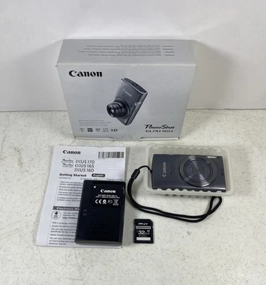 Canon PowerShot ELPH 160 20.0MP Digital Camera  Silver w/ Charger SD Card Box - Image 1 of 4