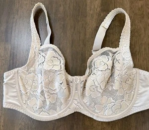 Neu mit Etikett $ 84 Chantelle Spitzen-Bügel-BH 38 H elfenbeinfarben Blumenmuster durchsichtig ungefüttert FRANKREICH - Bild 1 von 5