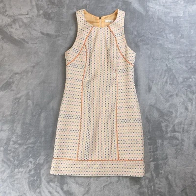 Trina Turk Delma Printed Shift Dress Cantaloupe Sleeveless Sz 2 Retro Office - Image 1 of 4