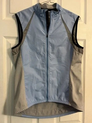 Chaleco de ciclismo Pearl Izumi azul claro y gris con cremallera frontal para mujer grande con bolsillos traseros Foto 1 de 4