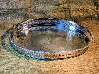 Grande vassoio da galleria vintage placcato argento - Immagine 1 di 4