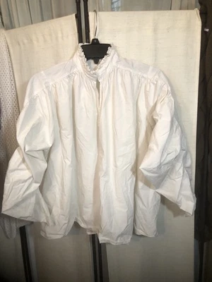 MAJE Puff Sleeves Blouse Sz 1 White High Ruffle Neck Boxy Pirate Casual Beachy - Image 1 of 4